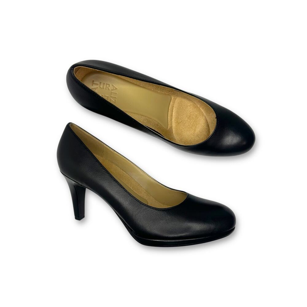 Naturalizer Women's New Michelle Pump Size 9.5 Black Leather Rounded Toe Heels
